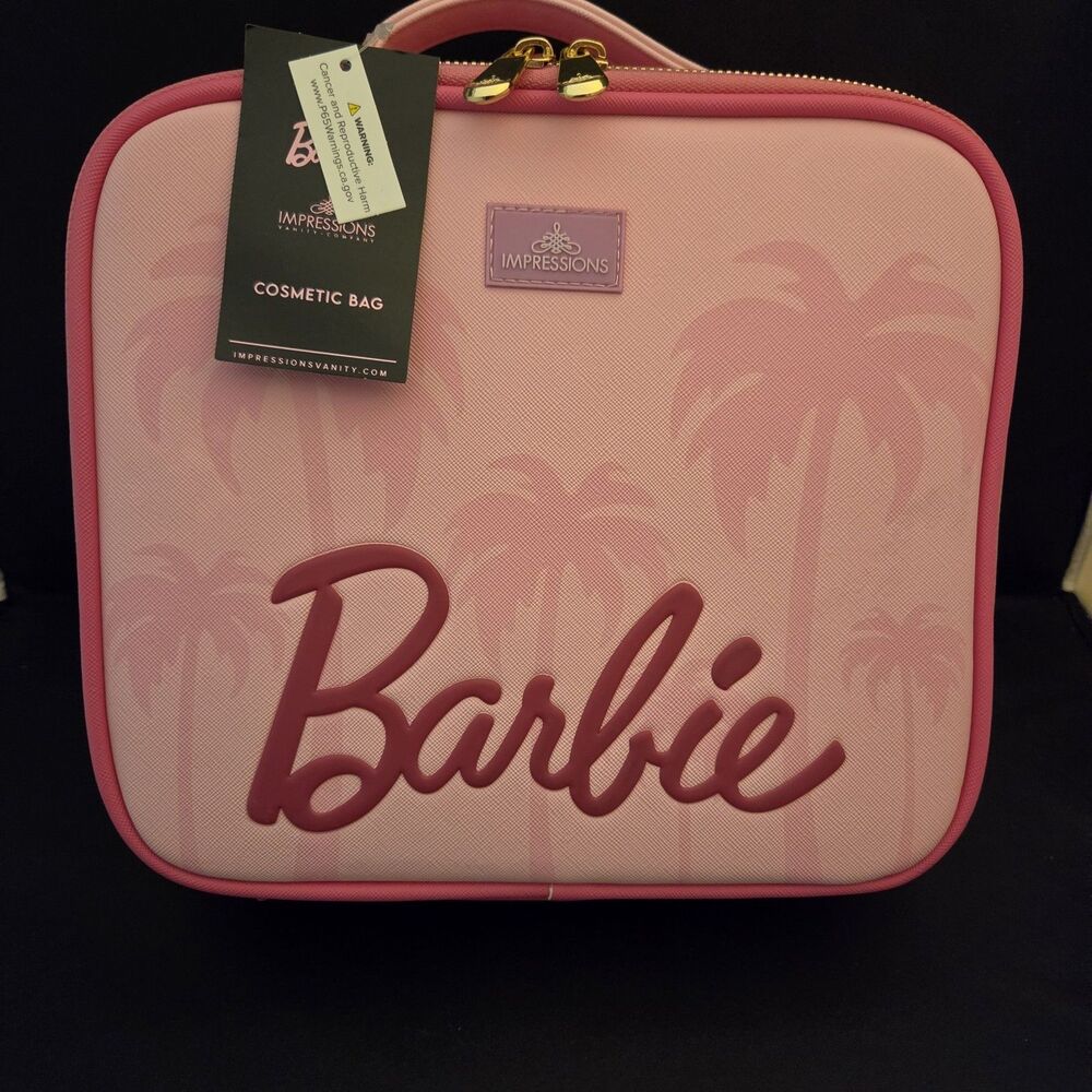 Impressions Vanity Cosmetics Barbie Pink Makeup Case/Bag W/ Dividers NWT